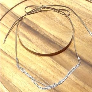 Leather & silver Wrap necklace